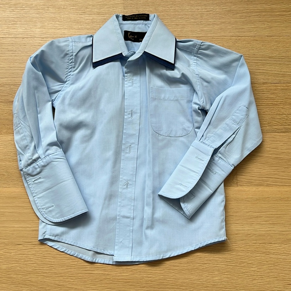 Kani Gold Button Up French cuff Shirt Blue Boys 4T